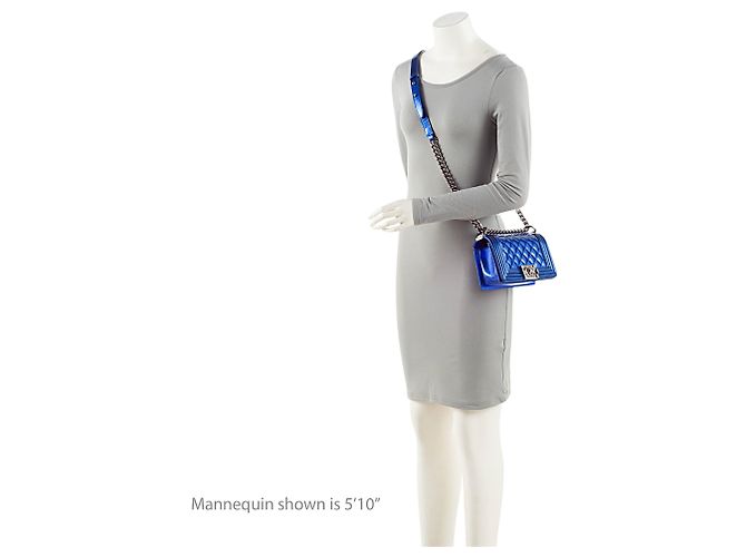 Borsa Boy Small in vernice metallizzata Chanel Blu - vista 5