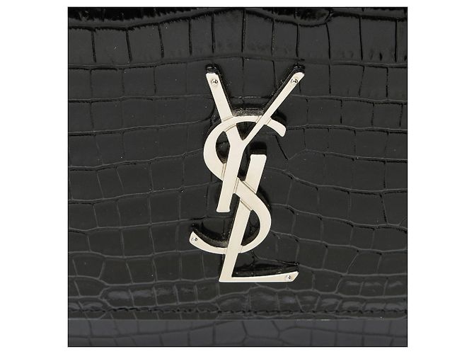 Borsa a tracolla Saint Laurent Sunset Medium in pelle con stampa coccodrillo e monogramma Nero - vista 10