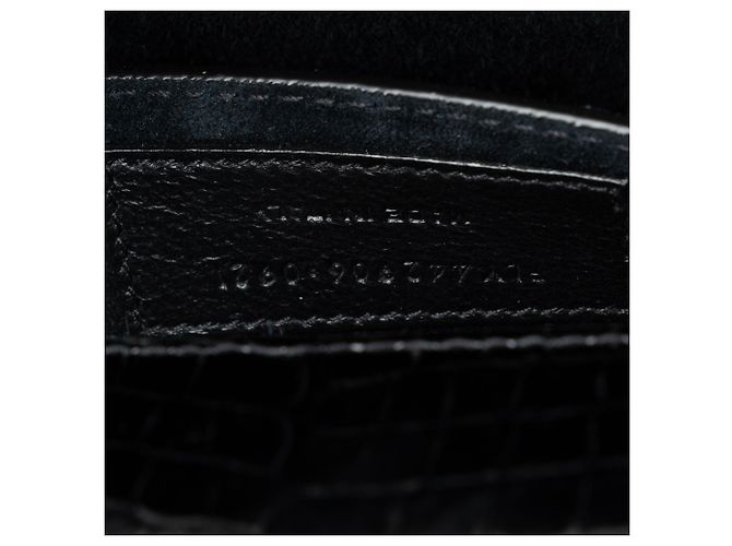 Borsa a tracolla Saint Laurent Sunset Medium in pelle con stampa coccodrillo e monogramma Nero - vista 6