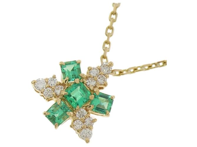 Autre Marque Collana con smeraldo e diamanti Au750 D'oro - vista 3