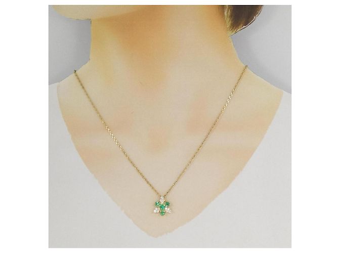 Autre Marque Collana con smeraldo e diamanti Au750 D'oro - vista 5