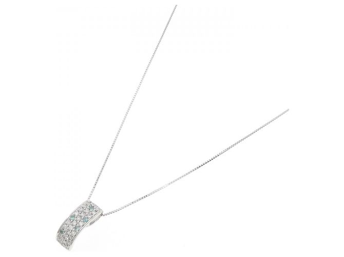 Autre Marque Collana in oro bianco Au750, tormalina e diamante Argento - vista 2