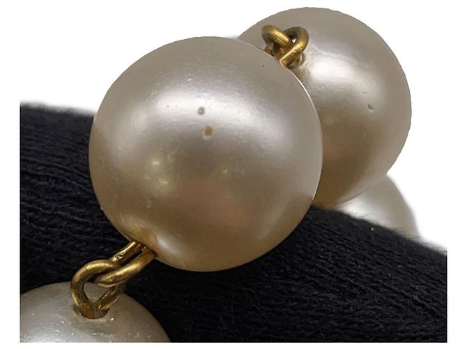 Chanel Faux Pearl Necklace White Golden - view 10