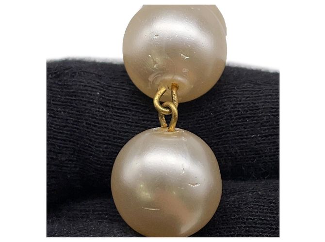 Chanel Faux Pearl Necklace White Golden - view 11