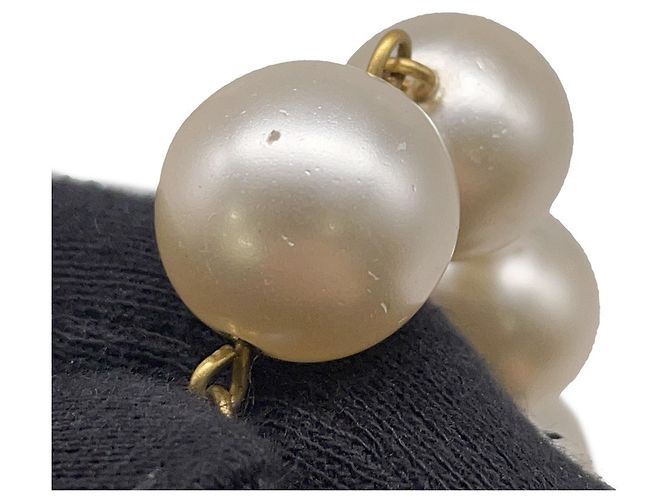 Chanel Faux Pearl Necklace White Golden - view 8