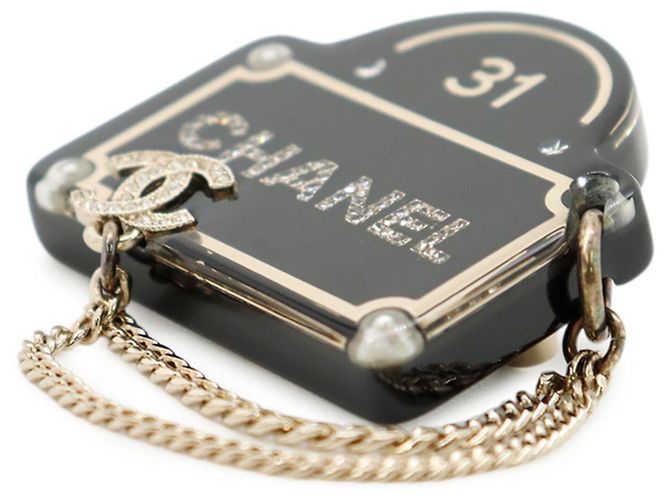 Spilla Chanel Coco Mark Street Sign Motif Nero D'oro - vista 2
