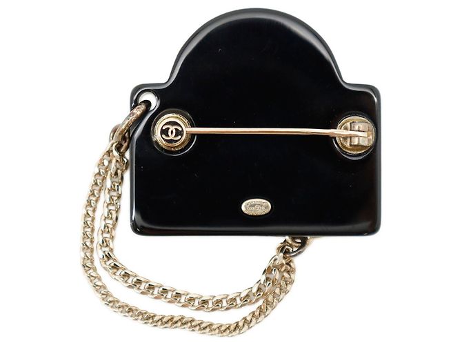 Spilla Chanel Coco Mark Street Sign Motif Nero D'oro - vista 3