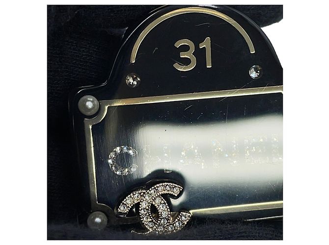 Spilla Chanel Coco Mark Street Sign Motif Nero D'oro - vista 6