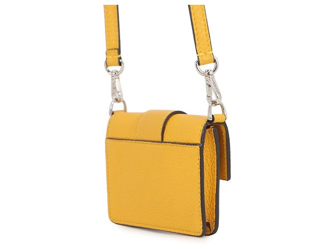 Pochette Micro Flat Baguette in pelle gialla Fendi Giallo - vista 2