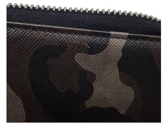 Prada Zippy Organizer Round Saffiano Wallet Brown Black Beige - view 10