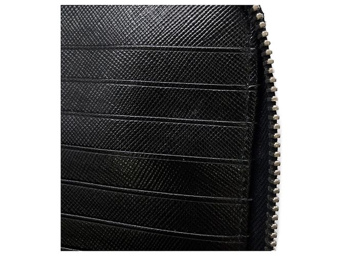 Prada Zippy Organizer Round Saffiano Wallet Brown Black Beige - view 11