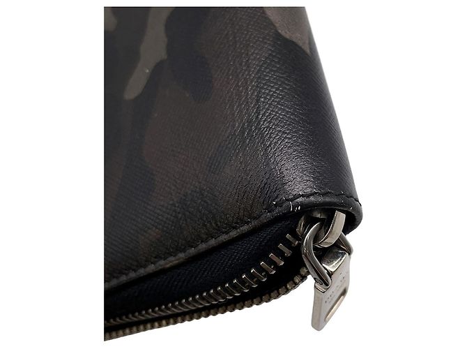 Prada Zippy Organizer Round Saffiano Wallet Brown Black Beige - view 13