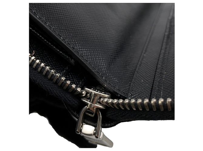 Prada Zippy Organizer Round Saffiano Wallet Brown Black Beige - view 14