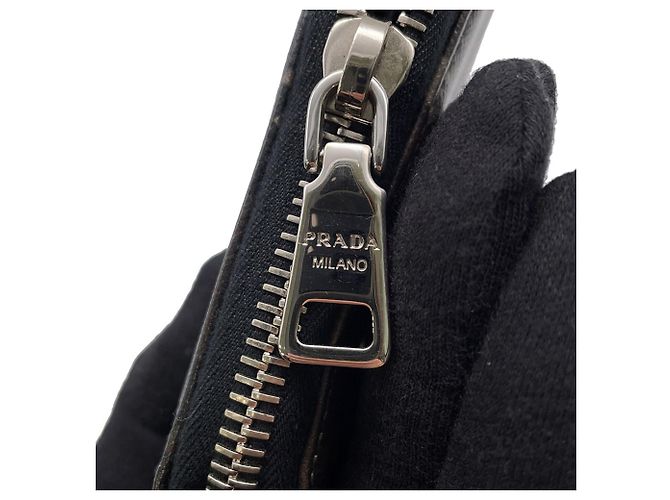 Prada Zippy Organizer Round Saffiano Wallet Brown Black Beige - view 15