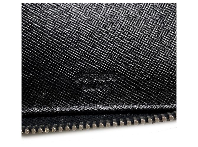 Prada Zippy Organizer Round Saffiano Wallet Brown Black Beige - view 16