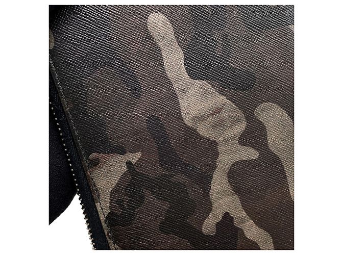 Prada Zippy Organizer Round Saffiano Wallet Brown Black Beige - view 9