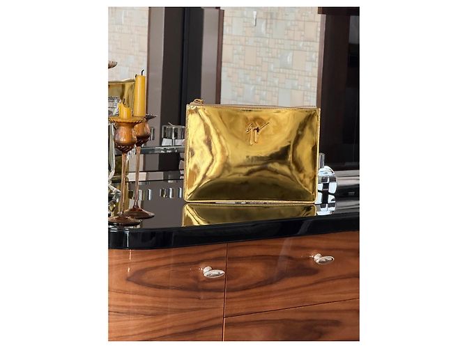 Clutch / Pouch in pelle oro metallizzato Giuseppe Zanotti Nuovo - vista 2