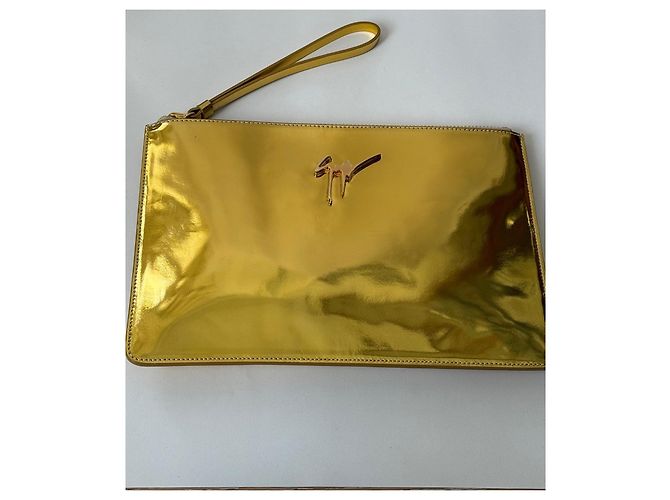 Clutch / Pouch in pelle oro metallizzato Giuseppe Zanotti Nuovo - vista 4