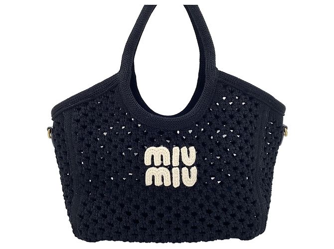 Borsa Miu Miu Ivy Mesh in nero - vista 2