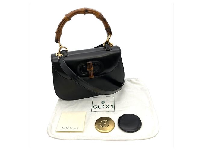 Borsa Gucci Bamboo in pelle nera Nero - vista 10