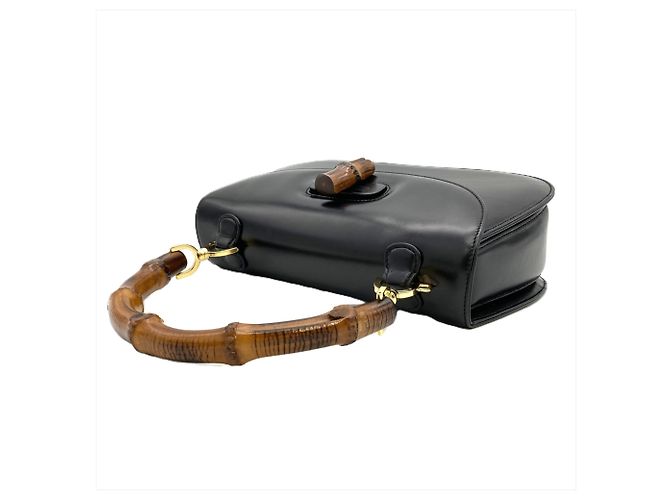 Borsa Gucci Bamboo in pelle nera Nero - vista 3