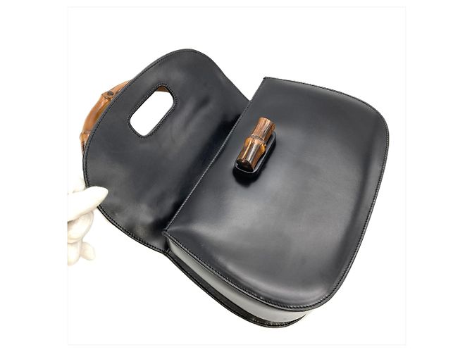 Borsa Gucci Bamboo in pelle nera Nero - vista 5