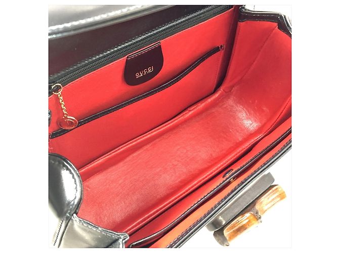 Borsa Gucci Bamboo in pelle nera Nero - vista 6
