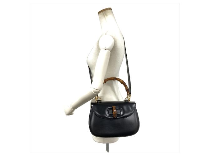 Borsa Gucci Bamboo in pelle nera Nero - vista 9