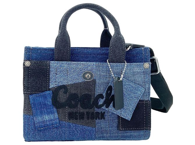 Borsa a 2 vie in patchwork di denim Coach Blu navy - vista 2