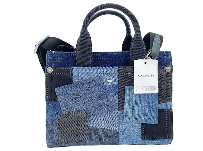 Borsa a 2 vie in patchwork di denim Coach Blu navy - vista 3