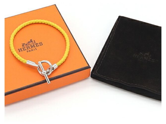 Hermès Bracciale rigido in pelle gialla Glenan da donna Hermes Giallo - vista 7