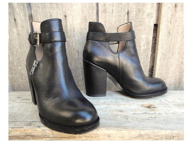 Ash Botines de cuero negro con tacón - vista 2