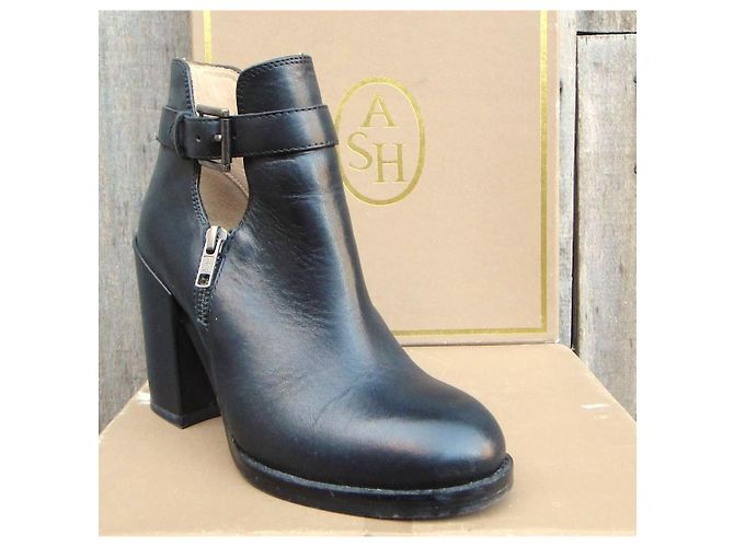 Ash Botines de cuero negro con tacón - vista 3