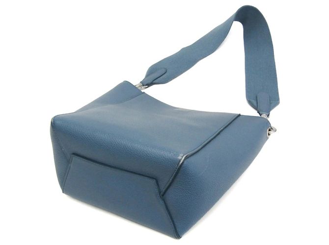 Céline Celine Sangle Seau in pelle di vitello Small Blu - vista 2