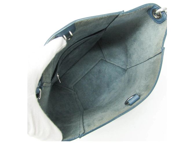 Céline Celine Sangle Seau in pelle di vitello Small Blu - vista 3