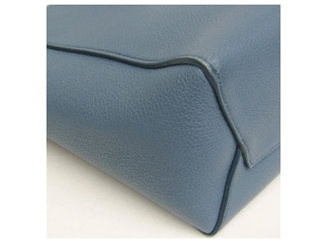 Céline Celine Sangle Seau in pelle di vitello Small Blu - vista 7