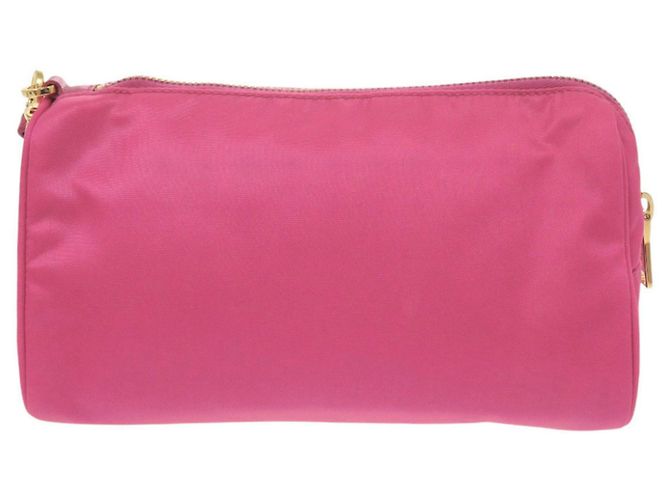 Beauty case in nylon rosa con logo Triangle Prada - vista 2