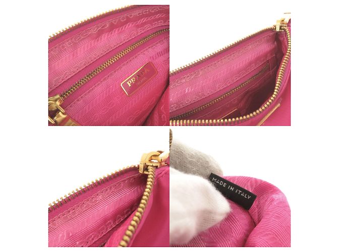 Beauty case in nylon rosa con logo Triangle Prada - vista 7
