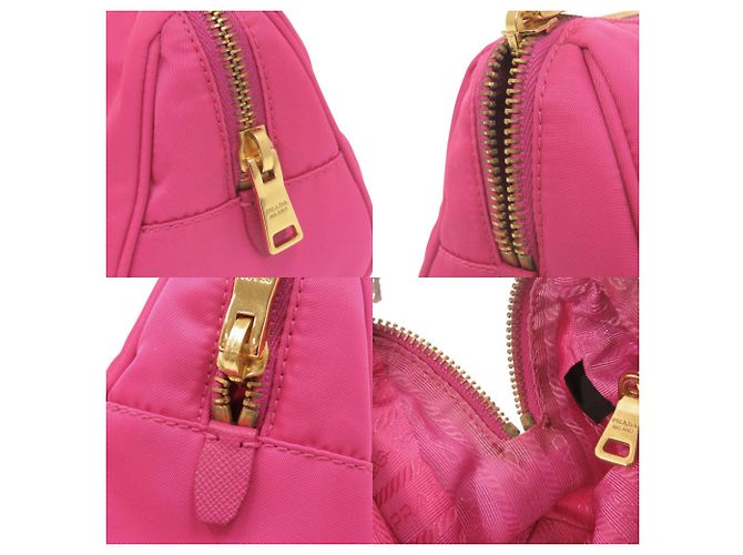 Beauty case in nylon rosa con logo Triangle Prada - vista 8