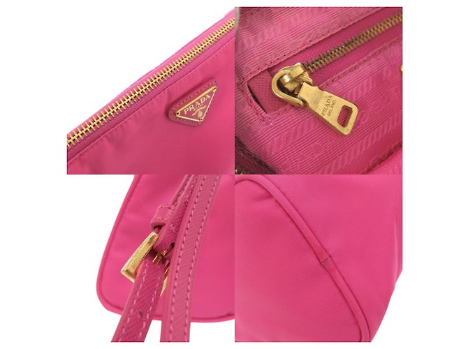 Beauty case in nylon rosa con logo Triangle Prada - vista 9