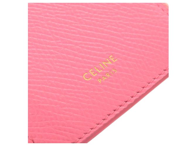 Céline Celine Pink Leather Compact Zip Card Holder - view 5