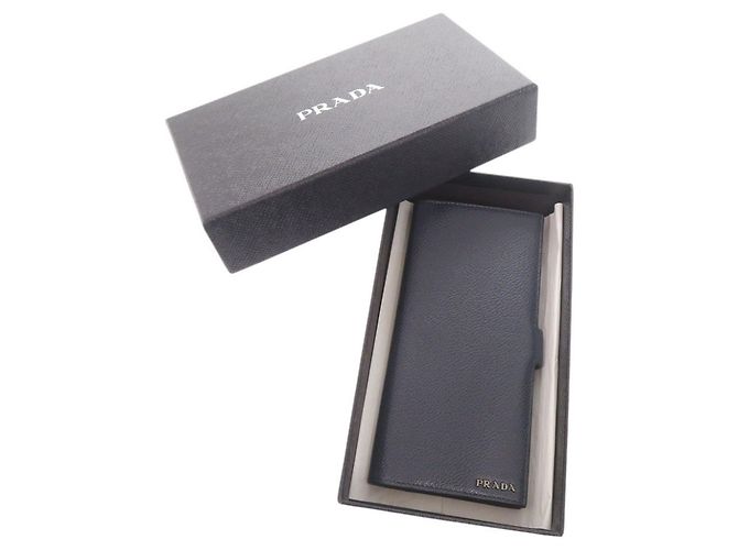 Prada Navy Leather Long Wallet Navy blue - view 2