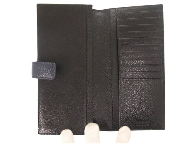Prada Navy Leather Long Wallet Navy blue - view 5