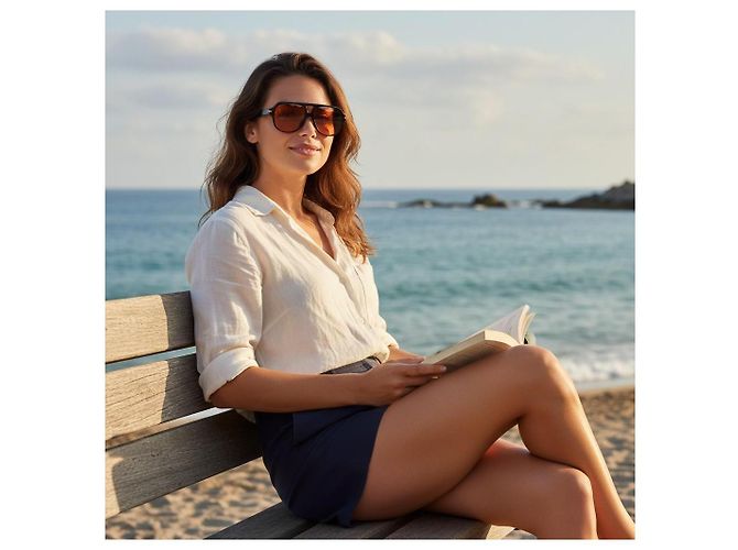 Autre Marque BALI Eyewear S2302 Occhiali da sole Aviator Neri - Lenti Ambra Nero - vista 10