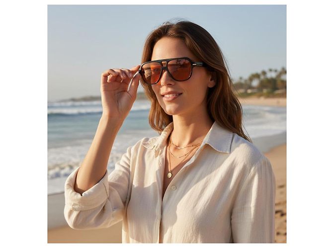 Autre Marque BALI Eyewear S2302 Occhiali da sole Aviator Neri - Lenti Ambra Nero - vista 2