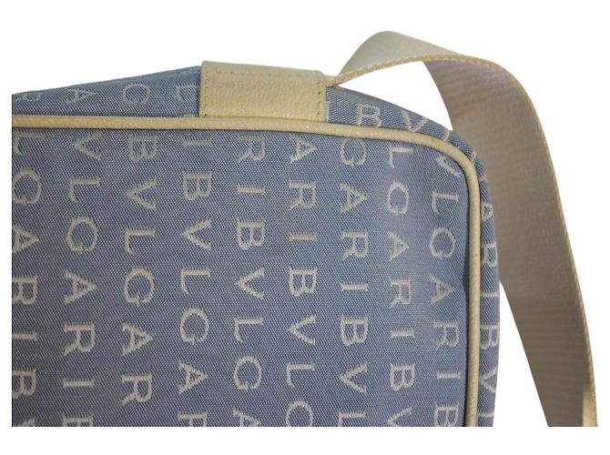 Bulgari Borsa a tracolla Bvlgari Logo Mania Canvas Blu Beige - vista 14
