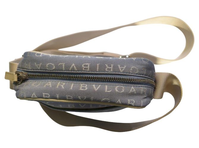 Bulgari Borsa a tracolla Bvlgari Logo Mania Canvas Blu Beige - vista 15