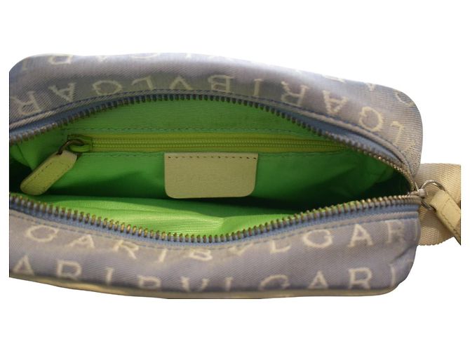 Bulgari Borsa a tracolla Bvlgari Logo Mania Canvas Blu Beige - vista 17