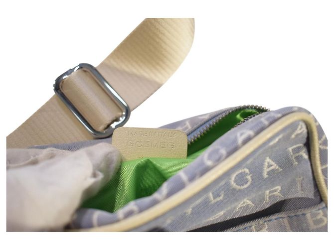 Bulgari Borsa a tracolla Bvlgari Logo Mania Canvas Blu Beige - vista 18