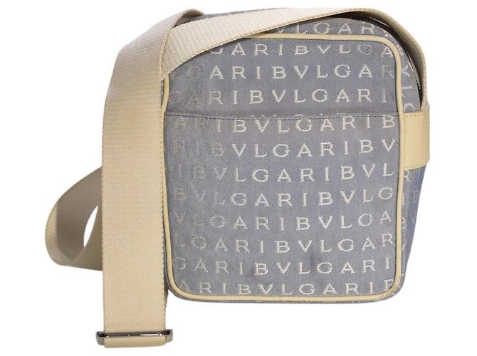 Bulgari Borsa a tracolla Bvlgari Logo Mania Canvas Blu Beige - vista 2